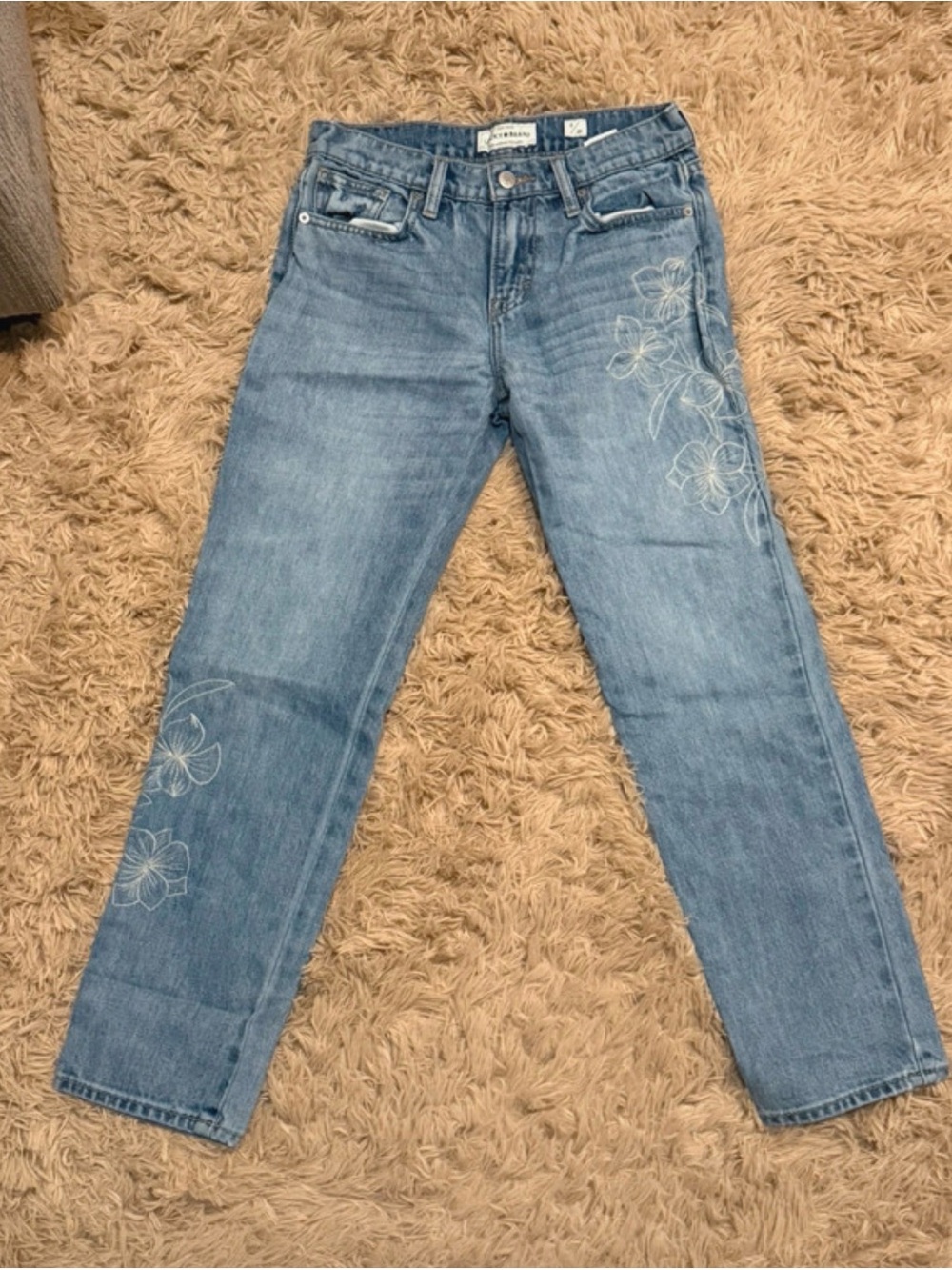 Women’s Lucky Brand Light Blue Embroidered Straight Jeans